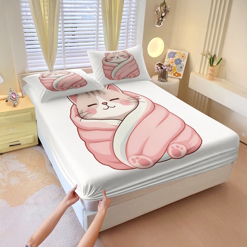 Fitted Bed Sheets Deep Pocket - طقم ملاءات سرير مطاطية بطبعة البطريق