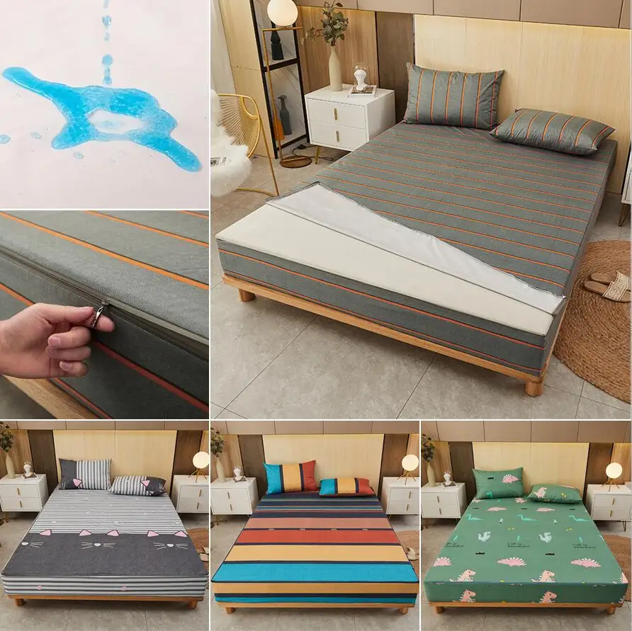 Waterproof Mattress Protector Breathable - ستة جوانب مع سحاب غطاء واقي