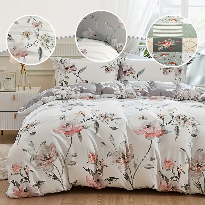 Aesthetic Floral Duvet Cover - طقم غطاء لحاف أخضر بنقشة زهور