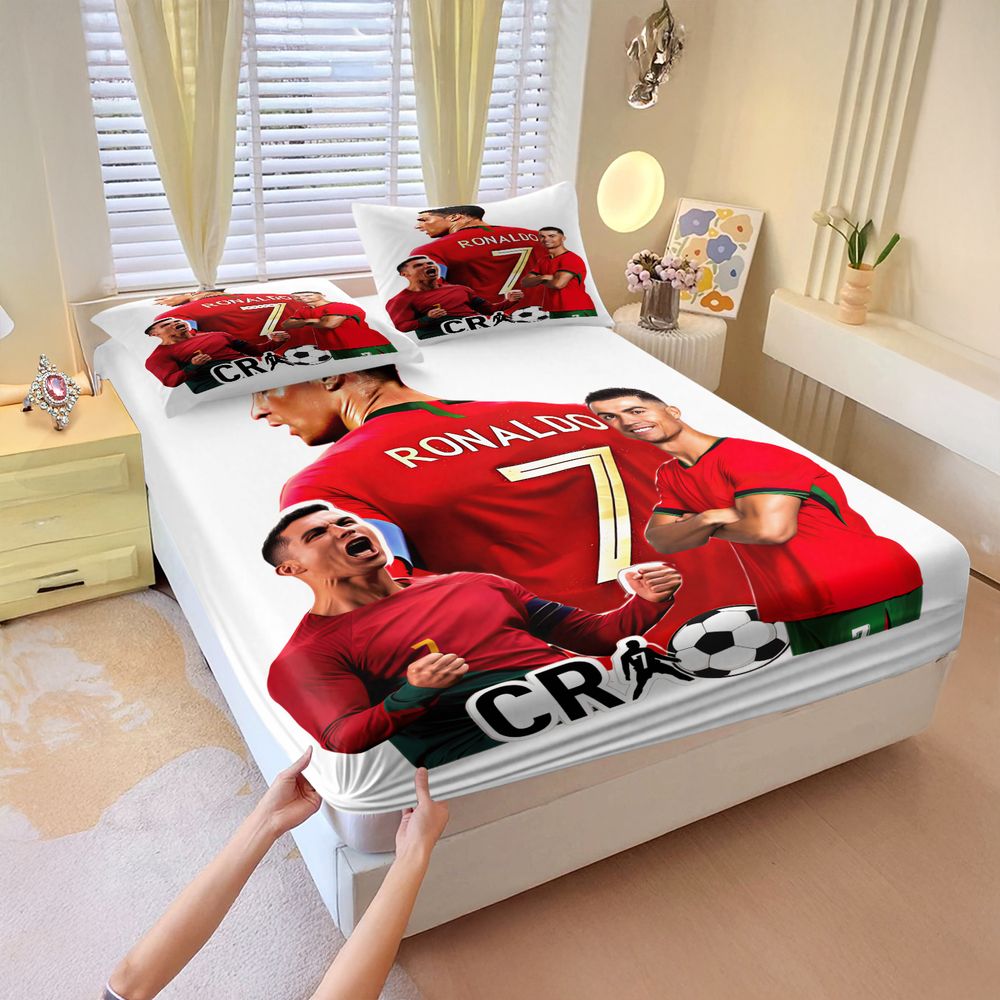Fitted Bed Sheets Deep Pocket - طقم ملاءات سرير مطبوعة رقمياً، طقم