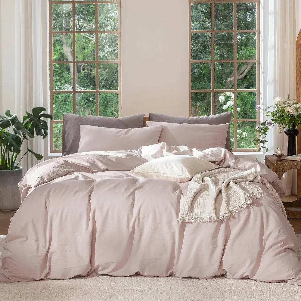 Duvet Cover Sets With Zipper - طقم غطاء لحاف 100% قطن مغسول