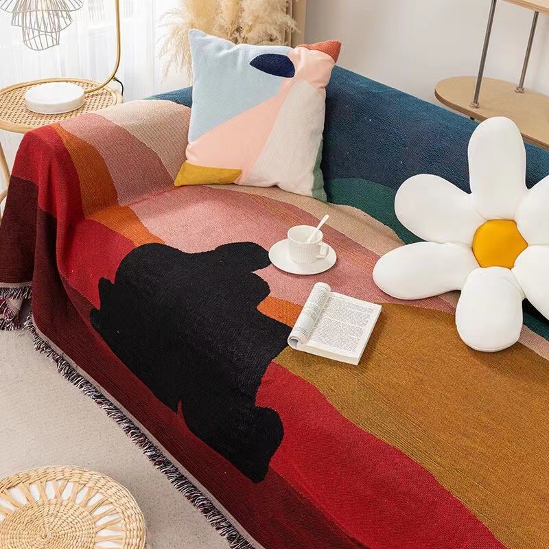 Boho Throw Blanket Fringe - المنسوجات مدينة Ins الشفق الموضوع بطانية