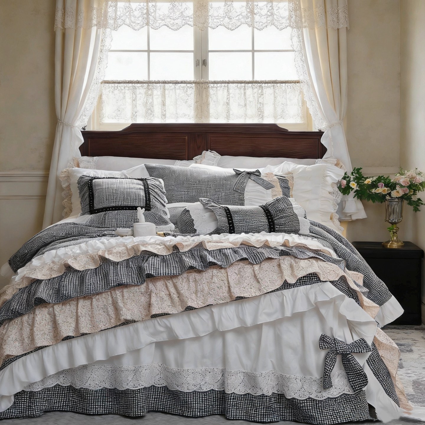 Aesthetic Floral Duvet Cover - طقم أغطية سرير بتصميم ريفي أنيق،