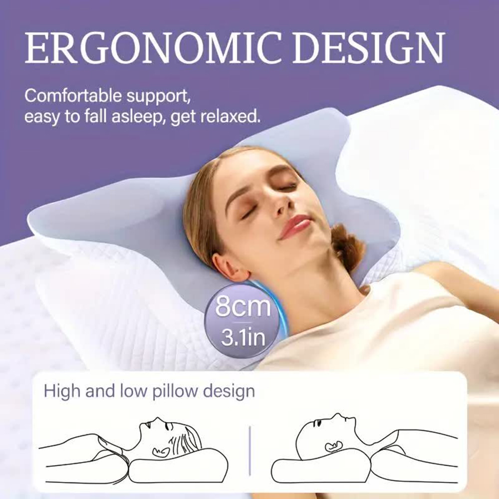 وسائد من الفوم الذاكر على شكل  - مراجعة Memory Foam Orthopedic Pillow Neck Pain وسعره