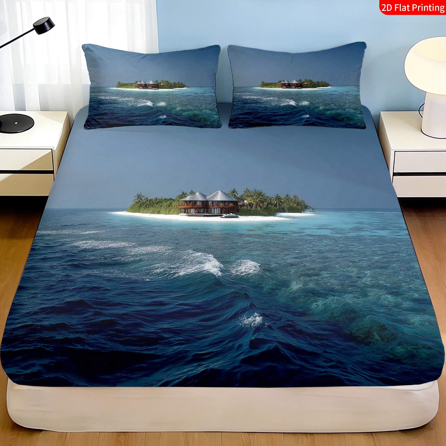 طقم مفروشات سرير بتصميم جزيرة  - مراجعة Fitted Bed Sheets Deep Pocket وسعره