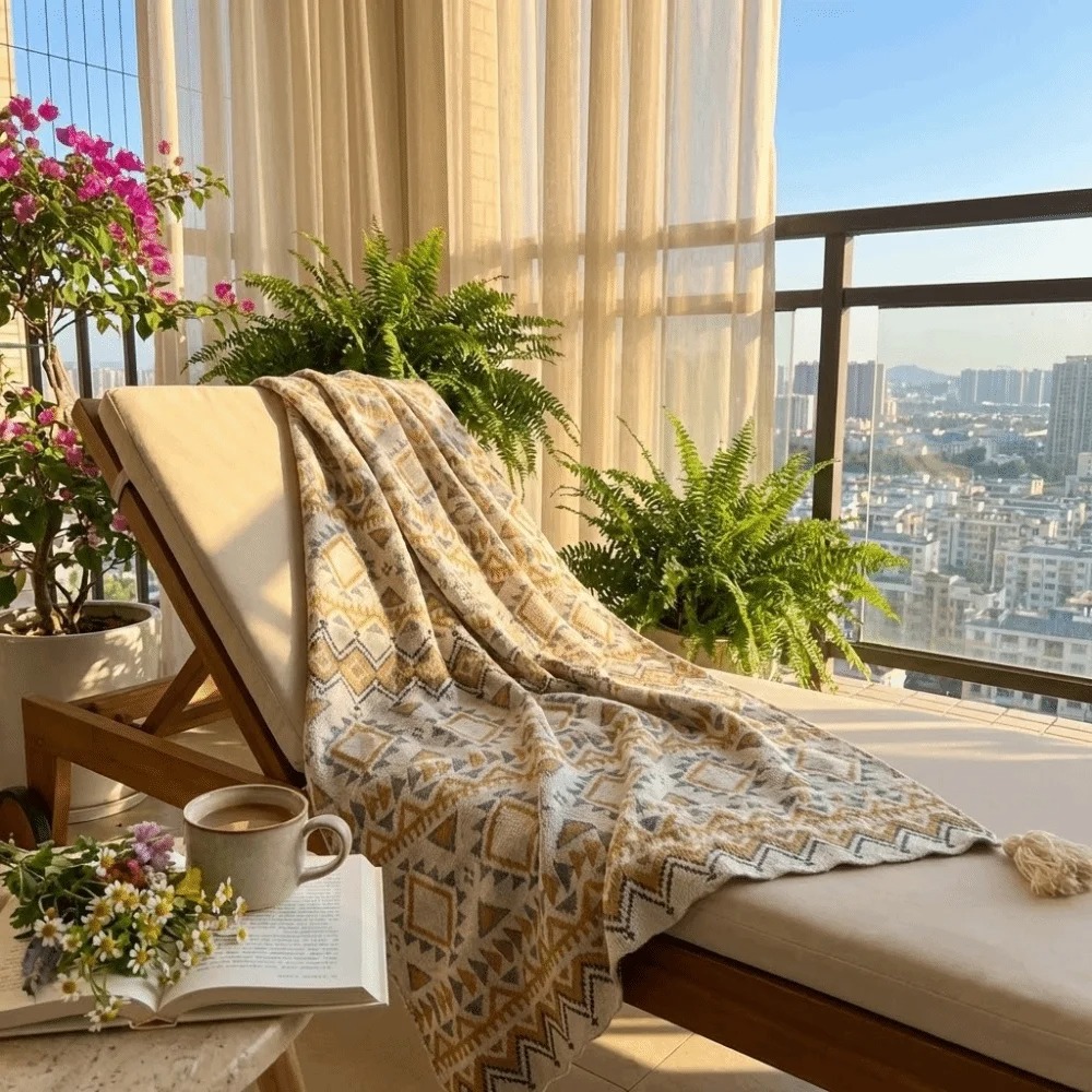 بطانيات بوهو محبوكة بشكل سميك  - مراجعة Boho Throw Blanket Fringe وسعره