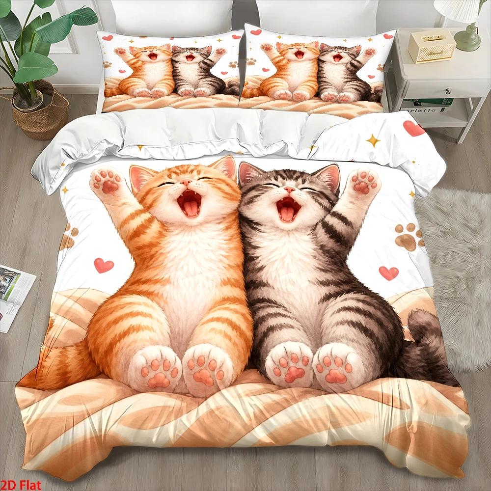 طقم غطاء لحاف بطبعة قطة لطيفة  - مراجعة Duvet Cover Sets With Zipper وسعره