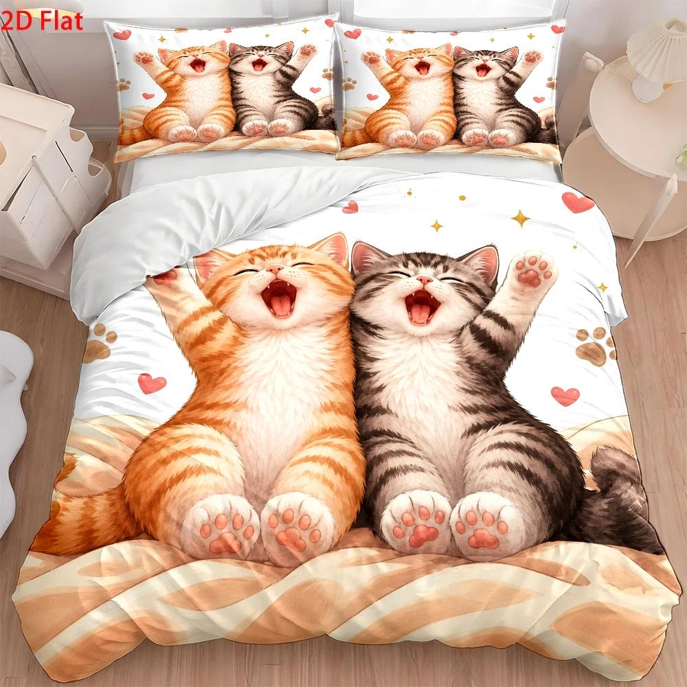 طقم غطاء لحاف بطبعة قطة لطيفة  - مراجعة Duvet Cover Sets With Zipper وسعره