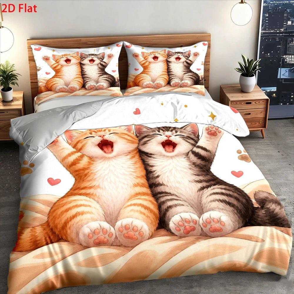 طقم غطاء لحاف بطبعة قطة لطيفة  - مراجعة Duvet Cover Sets With Zipper وسعره