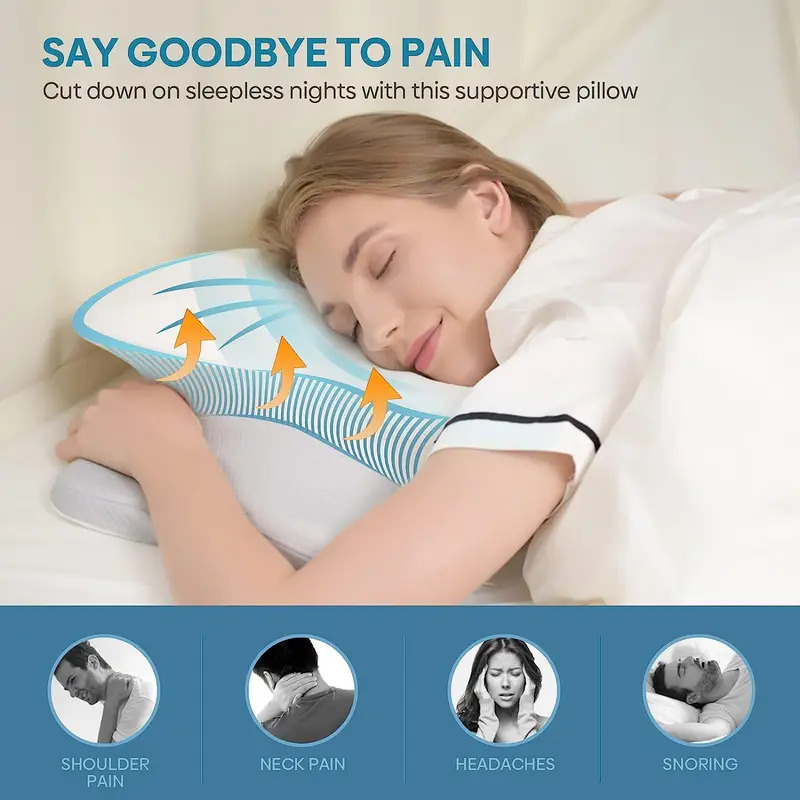 وسادة طبية بدون رائحة لتخفيف آ - مراجعة Memory Foam Orthopedic Pillow Neck Pain وسعره