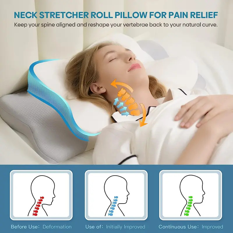 وسادة طبية بدون رائحة لتخفيف آ - مراجعة Memory Foam Orthopedic Pillow Neck Pain وسعره