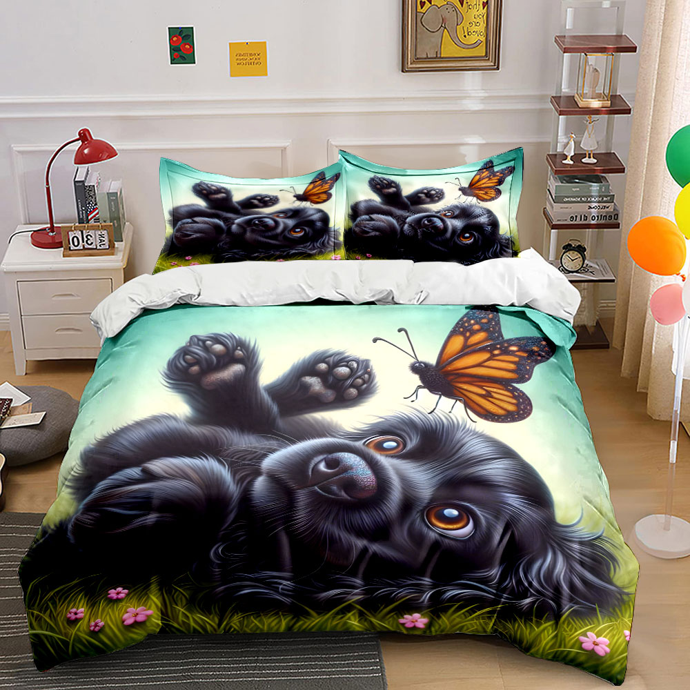 طقم غطاء لحاف بنمط كلب أسود صغ - مراجعة Duvet Cover Sets With Zipper وسعره