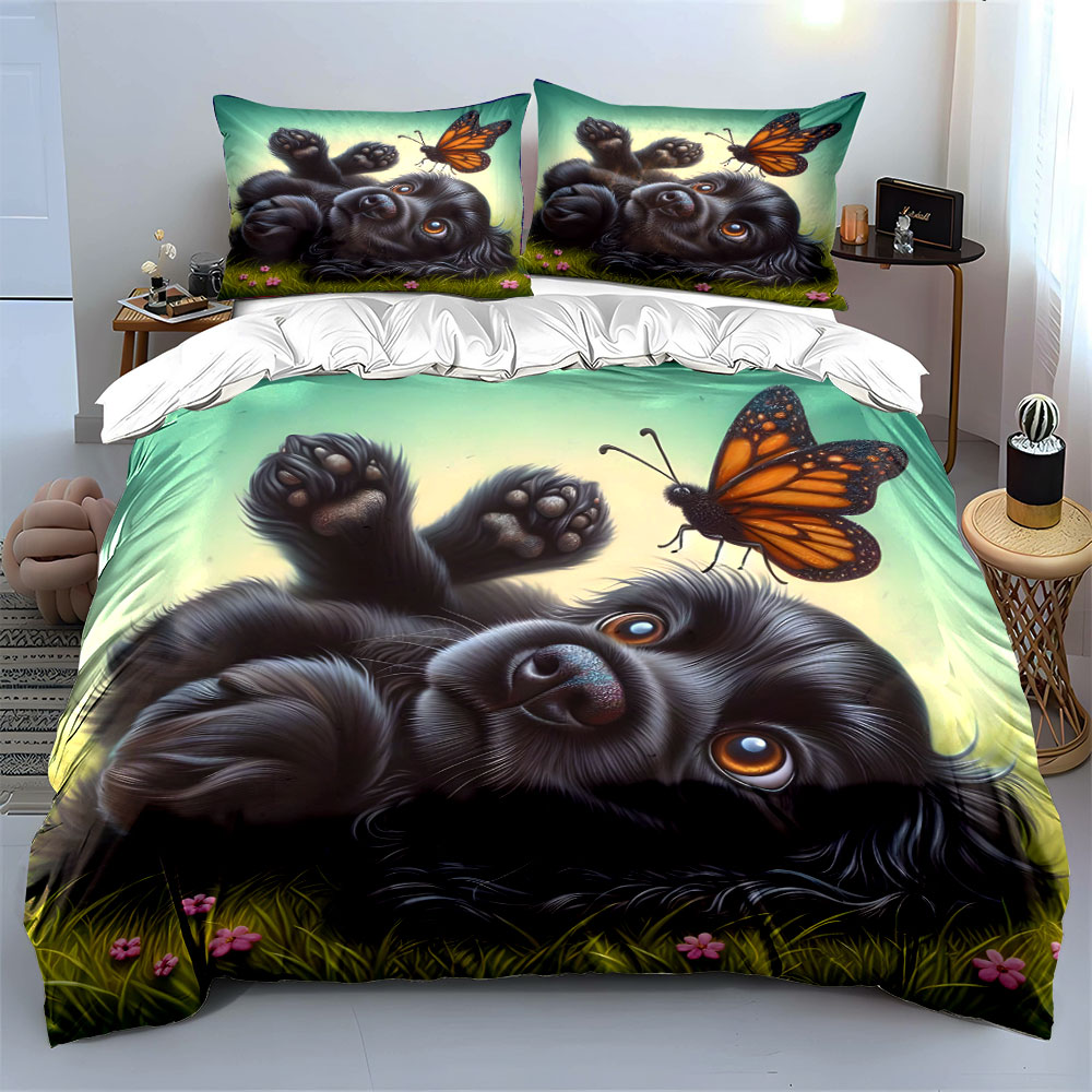 طقم غطاء لحاف بنمط كلب أسود صغ - مراجعة Duvet Cover Sets With Zipper وسعره