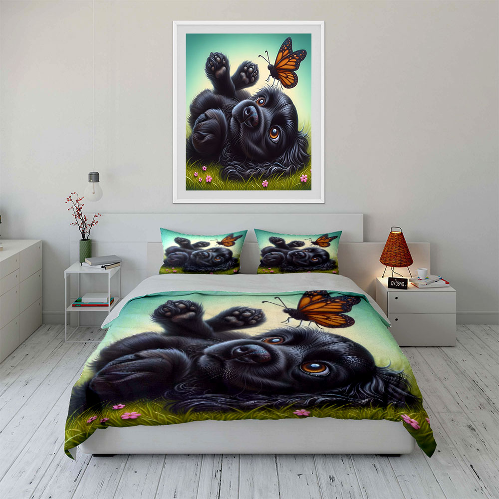 طقم غطاء لحاف بنمط كلب أسود صغ - مراجعة Duvet Cover Sets With Zipper وسعره