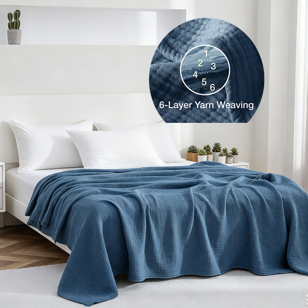 بطانيات قطنية من 6 طبقات خفيفة - مراجعة Muslin Cotton Bedspread وسعره