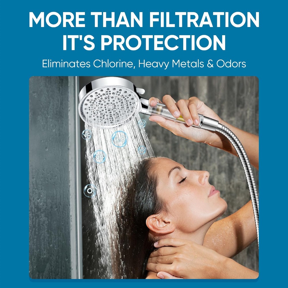 رأس دش مزود بفلتر مع رشاش يدوي - مراجعة High Pressure Shower Head Handheld وسعره