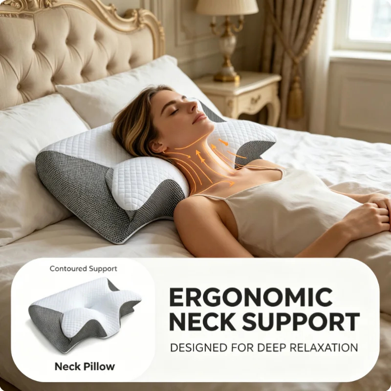 وسادة عنقية من رغوة الذاكرة لت - مراجعة Memory Foam Orthopedic Pillow Neck Pain وسعره