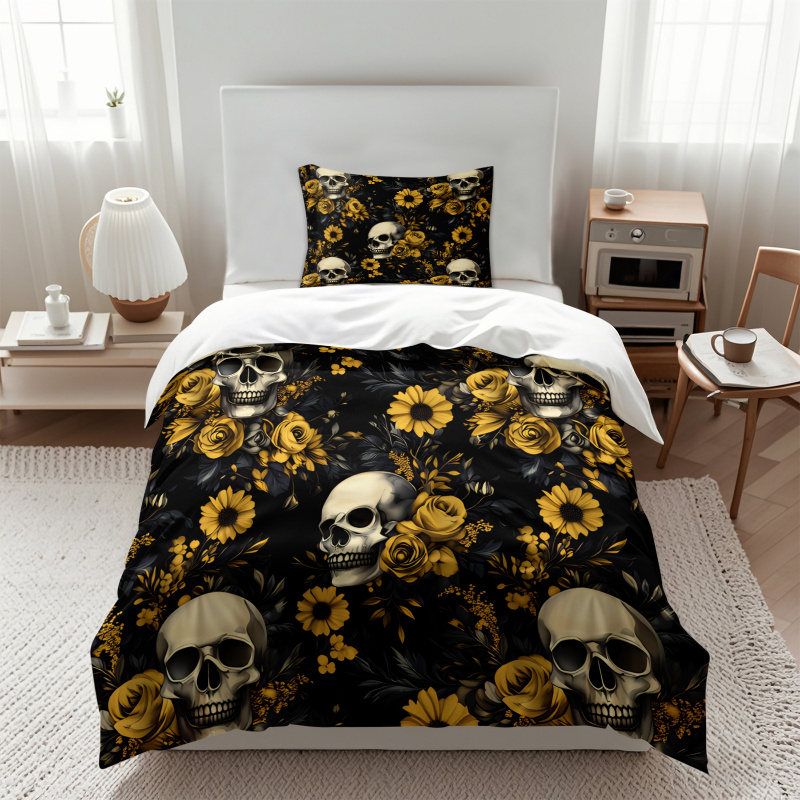 طقم غطاء لحاف بتصميم جمجمة ذات - مراجعة Aesthetic Floral Duvet Cover وسعره
