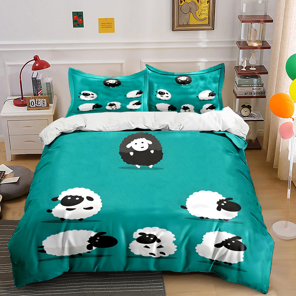 طقم غطاء لحاف بتصميم خروف كرتو - مراجعة Duvet Cover Sets With Zipper وسعره