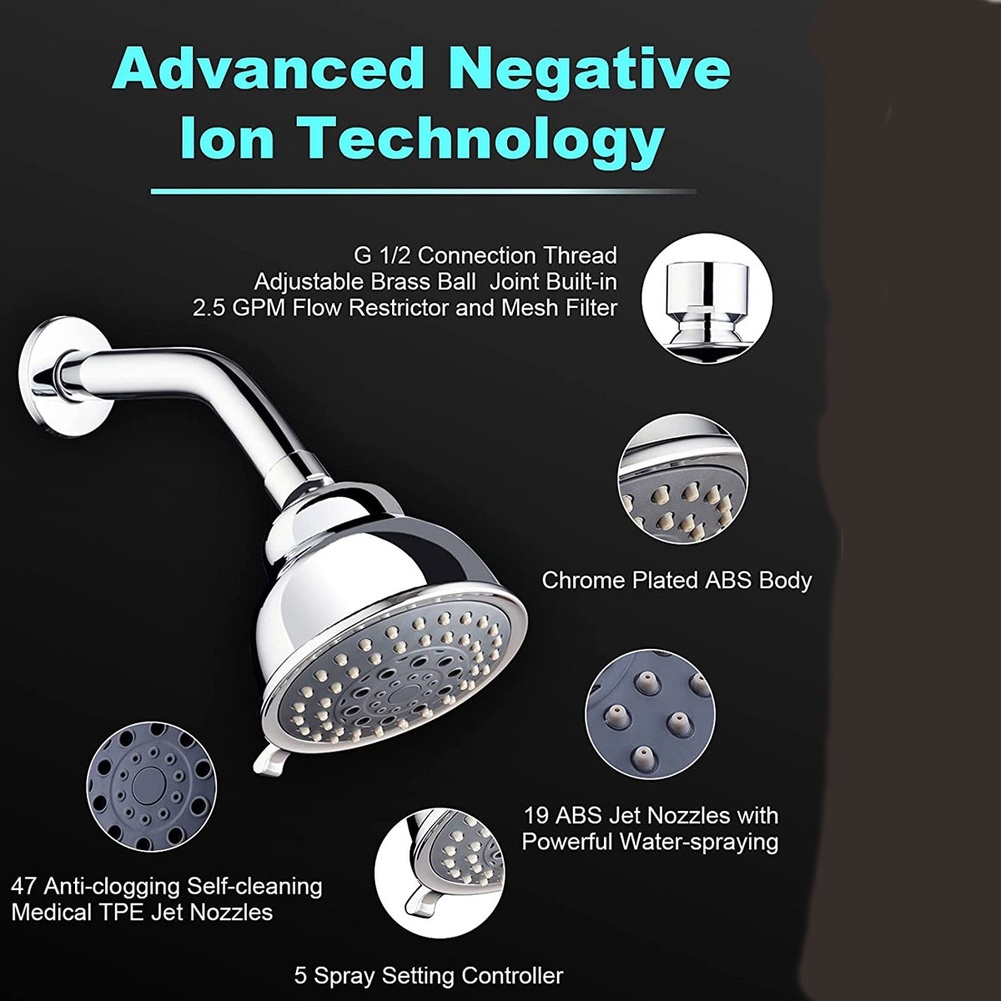 رأس دش حمام قابل للتعديل بـ 5  - مراجعة High Pressure Shower Head Handheld وسعره