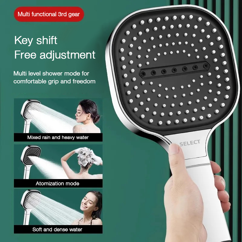 رأس دش كبير بقطر 13 سم مع 3 أو - مراجعة High Pressure Shower Head Handheld وسعره