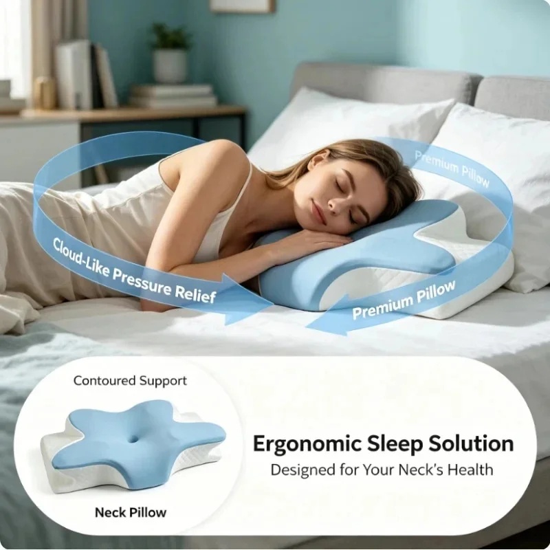 وسادة سرير طبية من الفوم الميم - مراجعة Memory Foam Orthopedic Pillow Neck Pain وسعره